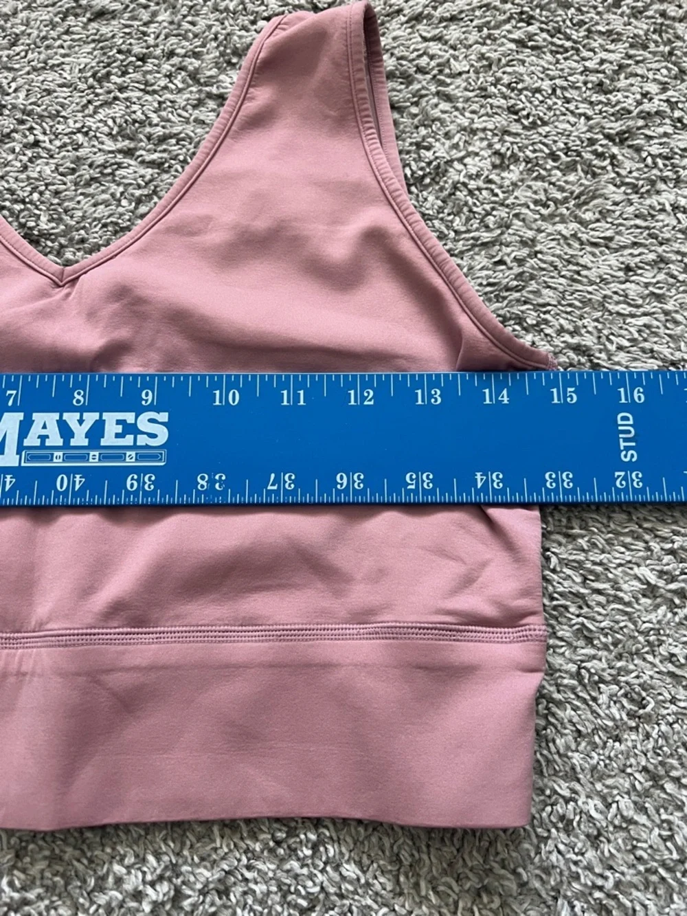 Artdear Dusty Rose V-Neck Sports Bra Top with Sheer Back - Size L